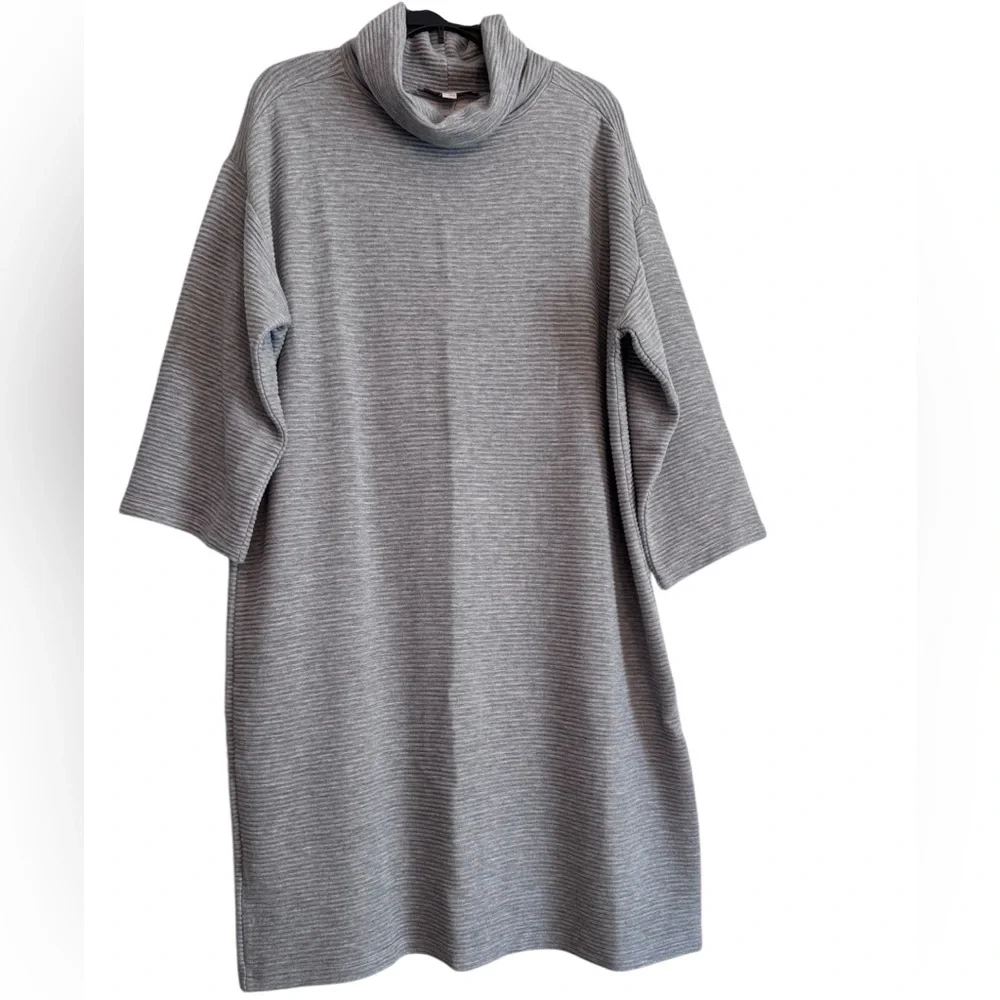 LOFT Turtle Neck Gray Sweater Dress - Picture 1 of 5